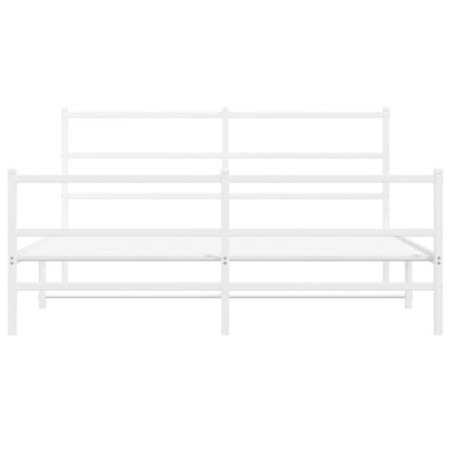 Metal Bed Frame without Mattress with Footboard White 150x200cm