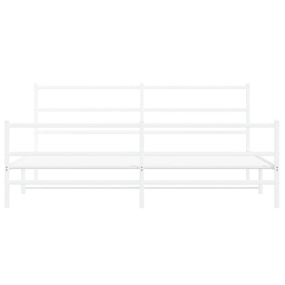Metal Bed Frame without Mattress with Footboard White 183x213cm