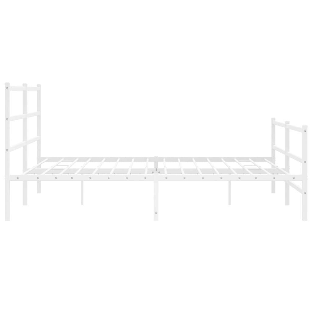 Metal Bed Frame without Mattress with Footboard White 183x213cm