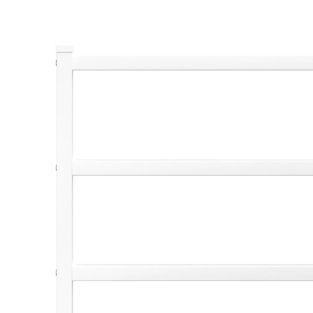 Metal Bed Frame without Mattress with Footboard White 183x213cm