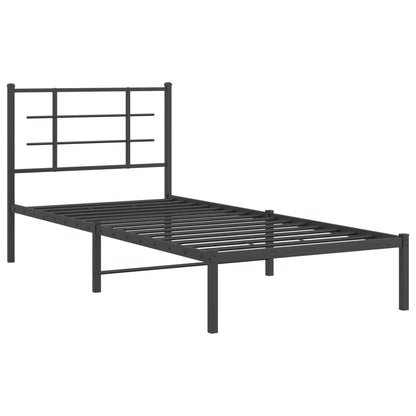 Metal Bed Frame without Mattress with Headboard Black 90x190cm
