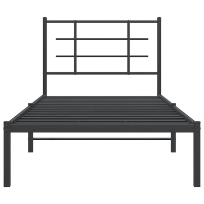 Metal Bed Frame without Mattress with Headboard Black 90x190cm