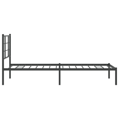 Metal Bed Frame without Mattress with Headboard Black 90x190cm