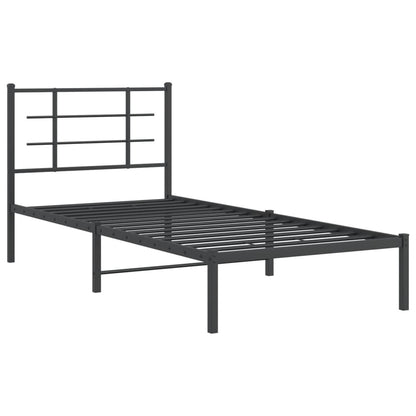 Metal Bed Frame without Mattress with Headboard Black 90x200cm