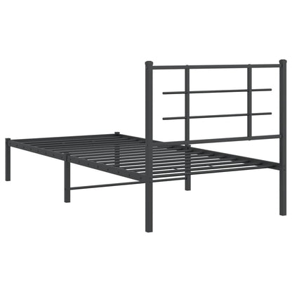 Metal Bed Frame without Mattress with Headboard Black 90x200cm