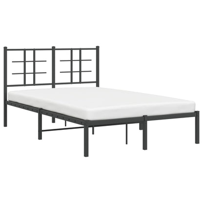 Metal Bed Frame without Mattress with Headboard Black 120x190cm