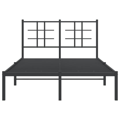 Metal Bed Frame without Mattress with Headboard Black 120x190cm