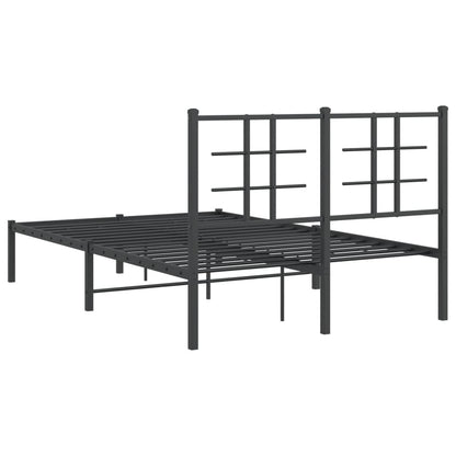 Metal Bed Frame without Mattress with Headboard Black 120x190cm