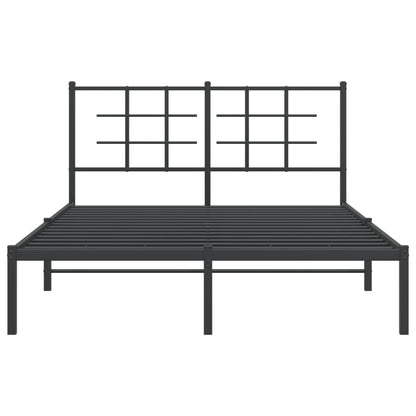 Metal Bed Frame without Mattress with Headboard Black 140x200cm