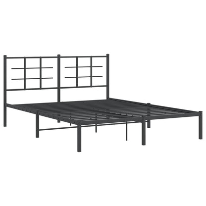 Metal Bed Frame without Mattress with Headboard Black 150x200cm