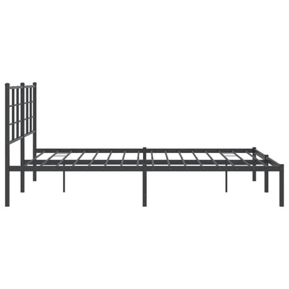 Metal Bed Frame without Mattress with Headboard Black 150x200cm
