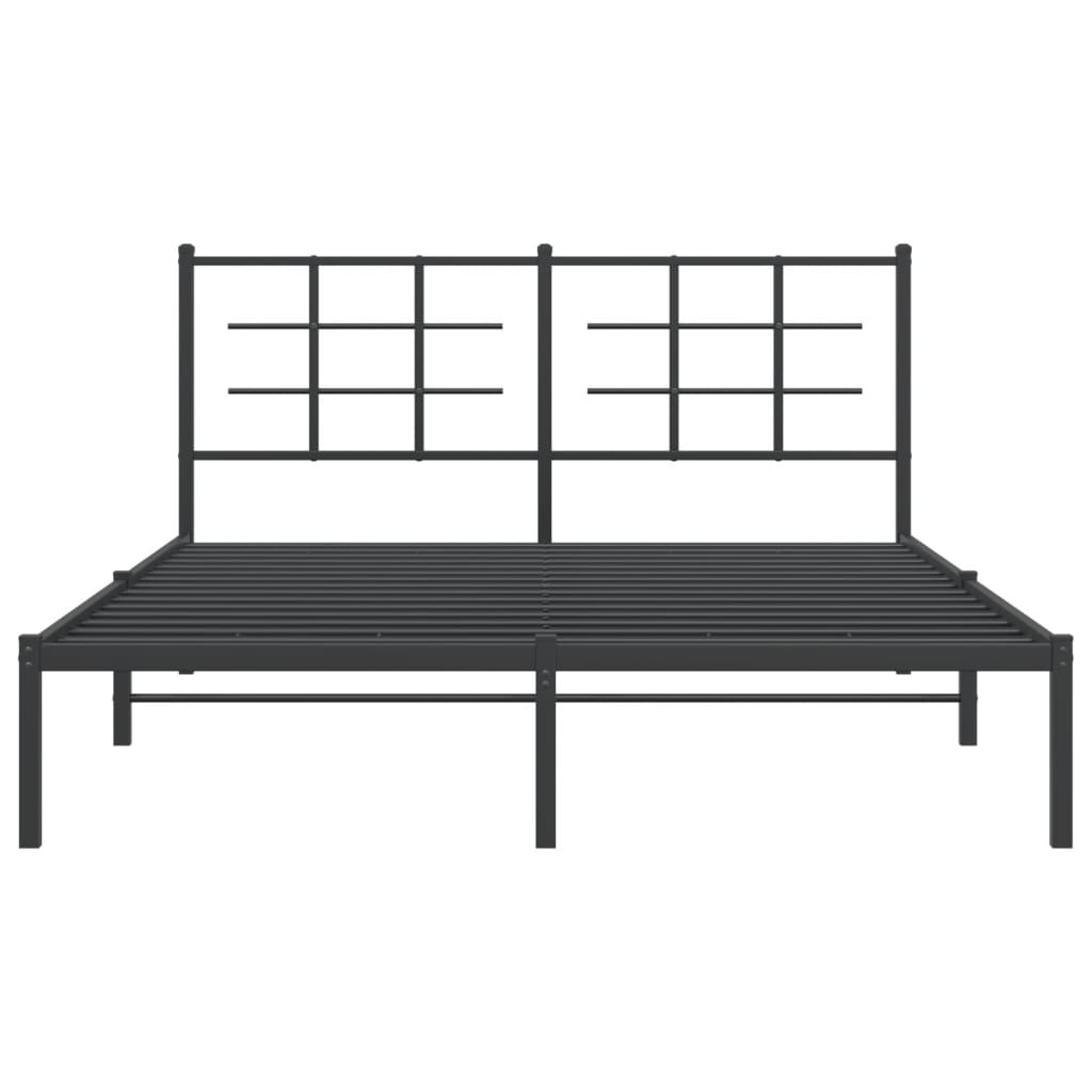 Metal Bed Frame without Mattress with Headboard Black 160x200cm