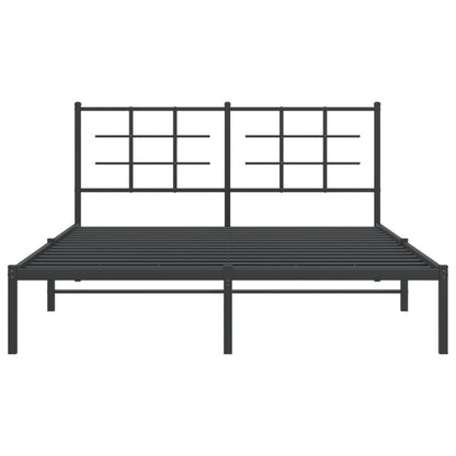 Metal Bed Frame without Mattress with Headboard Black 160x200cm