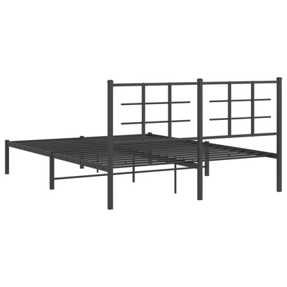 Metal Bed Frame without Mattress with Headboard Black 160x200cm