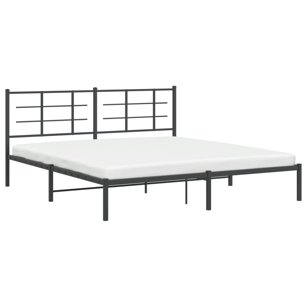 Metal Bed Frame without Mattress with Headboard Black 180x200cm