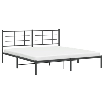Metal Bed Frame without Mattress with Headboard Black 180x200cm
