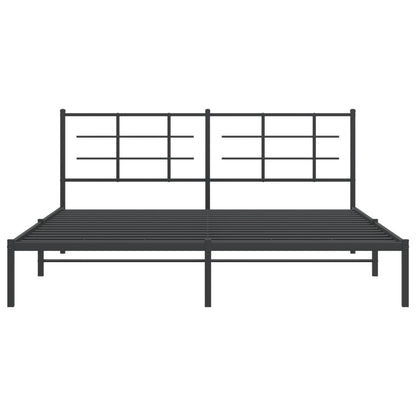 Metal Bed Frame without Mattress with Headboard Black 180x200cm