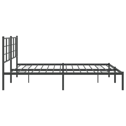 Metal Bed Frame without Mattress with Headboard Black 180x200cm