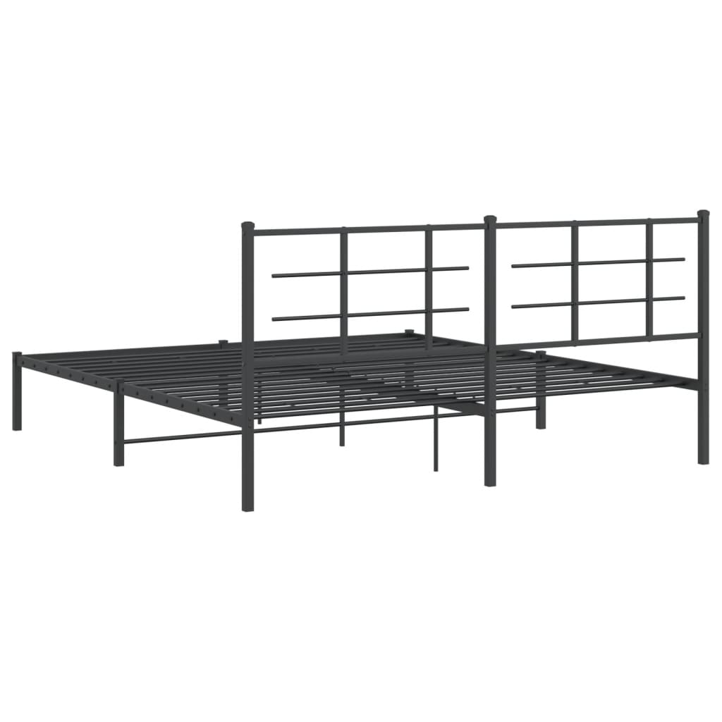 Metal Bed Frame without Mattress with Headboard Black 180x200cm