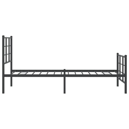 Metal Bed Frame without Mattress with Footboard Black 75x190cm
