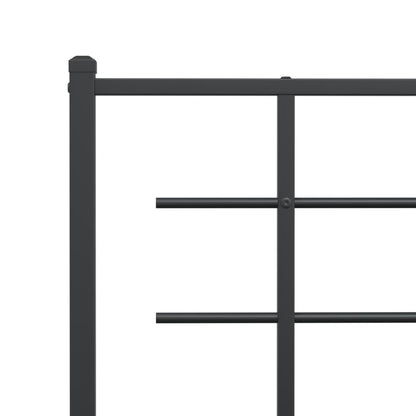 Metal Bed Frame without Mattress with Footboard Black 75x190cm