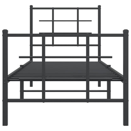 Metal Bed Frame without Mattress with Footboard Black 80x200cm