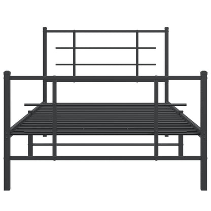 Metal Bed Frame without Mattress with Footboard Black 100x190cm