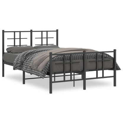 Metal Bed Frame without Mattress with Footboard Black 120x200cm
