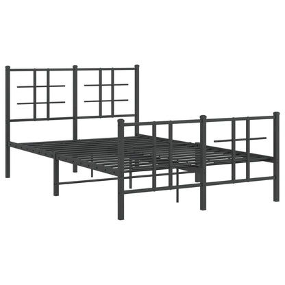 Metal Bed Frame without Mattress with Footboard Black 120x200cm