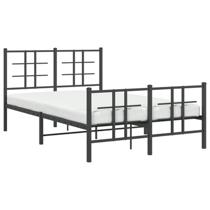 Metal Bed Frame without Mattress with Footboard Black 120x200cm