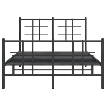 Metal Bed Frame without Mattress with Footboard Black 120x200cm