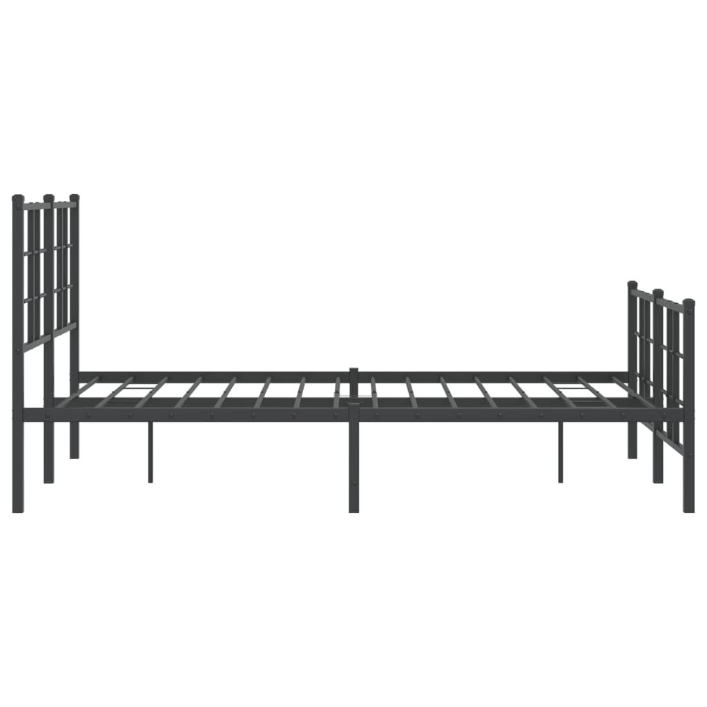 Metal Bed Frame without Mattress with Footboard Black 120x200cm