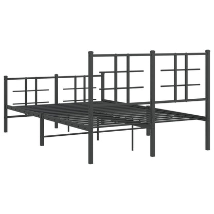 Metal Bed Frame without Mattress with Footboard Black 120x200cm