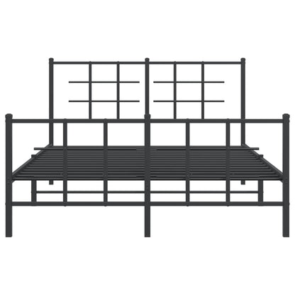 Metal Bed Frame without Mattress with Footboard Black 140x190cm