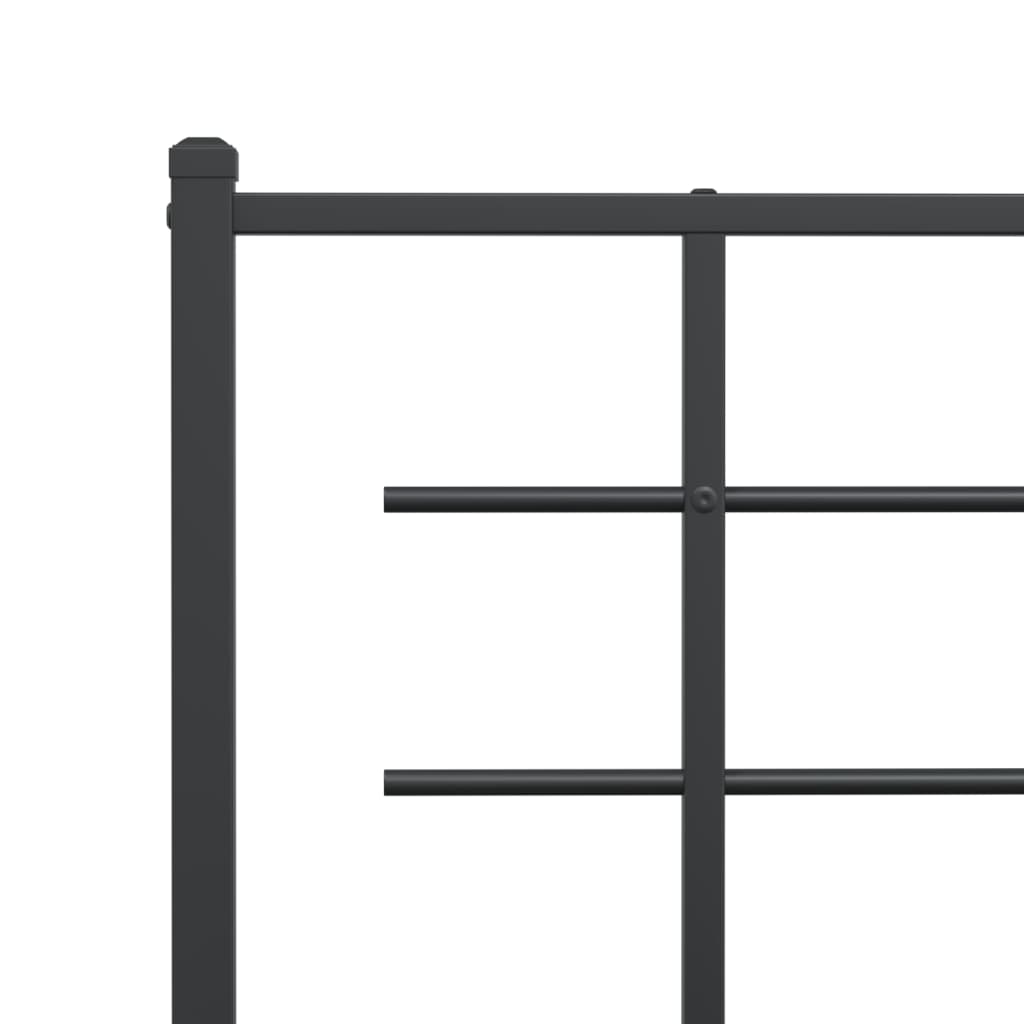 Metal Bed Frame without Mattress with Footboard Black 140x190cm