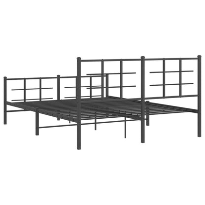 Metal Bed Frame without Mattress with Footboard Black 150x200cm