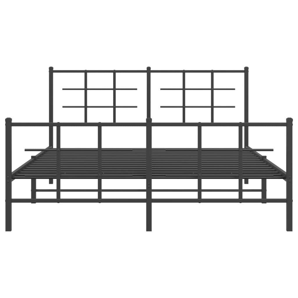 Metal Bed Frame without Mattress with Footboard Black 160x200cm