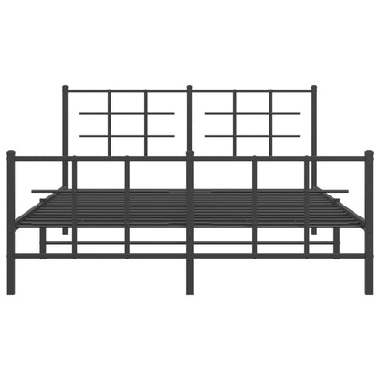 Metal Bed Frame without Mattress with Footboard Black 160x200cm