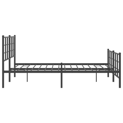 Metal Bed Frame without Mattress with Footboard Black 160x200cm