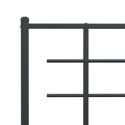 Metal Bed Frame without Mattress with Footboard Black 160x200cm