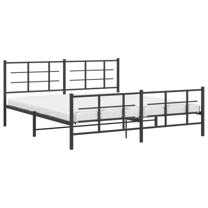 Metal Bed Frame without Mattress with Footboard Black 180x200cm