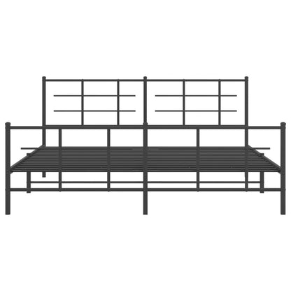 Metal Bed Frame without Mattress with Footboard Black 180x200cm