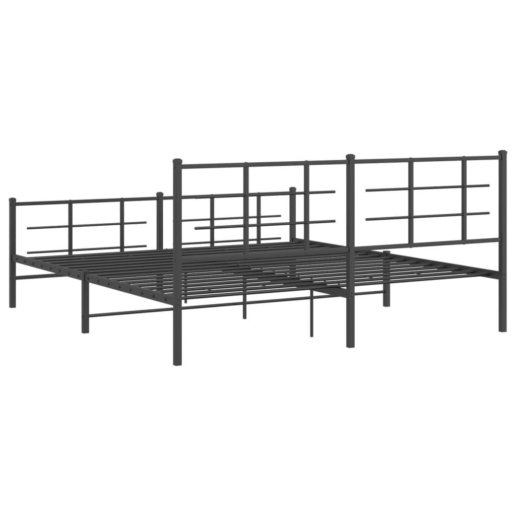 Metal Bed Frame without Mattress with Footboard Black 180x200cm