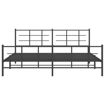 Metal Bed Frame without Mattress with Footboard Black 200x200cm