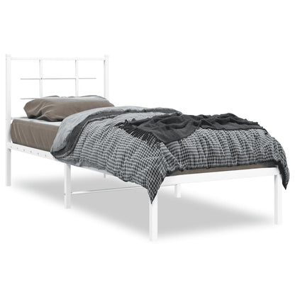 Metal Bed Frame without Mattress with Headboard White 80x200cm