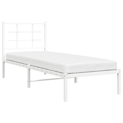 Metal Bed Frame without Mattress with Headboard White 80x200cm