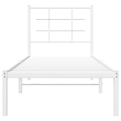 Metal Bed Frame without Mattress with Headboard White 80x200cm