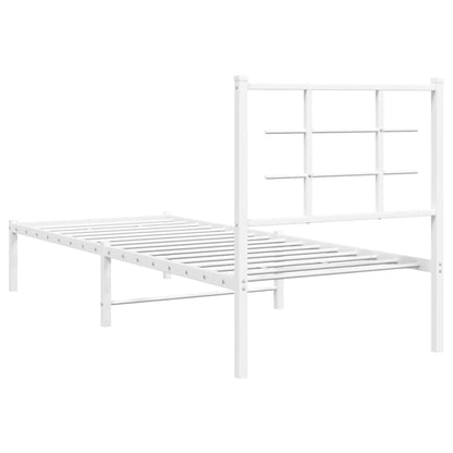 Metal Bed Frame without Mattress with Headboard White 80x200cm
