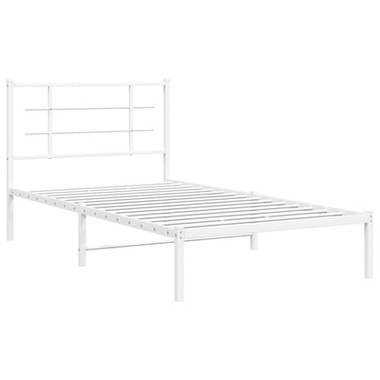 Metal Bed Frame without Mattress with Headboard White 100x190cm