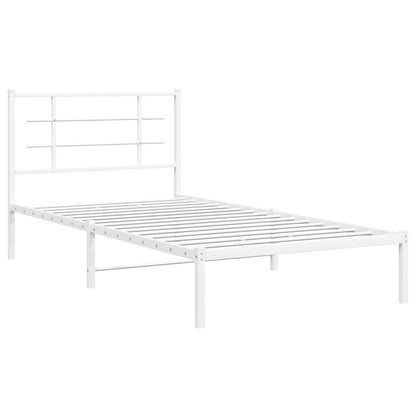 Metal Bed Frame without Mattress with Headboard White 100x200cm
